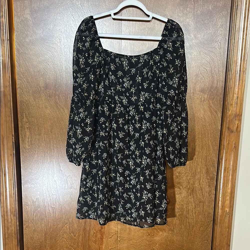 Black and White Bishop Sleeve Sundress for Cocktail